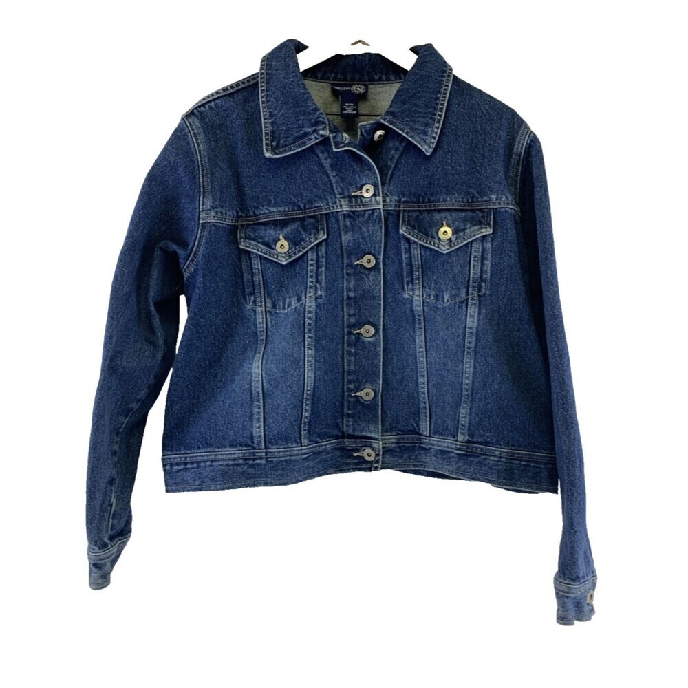 Venezia Jeans Denim Jacket‎ American Flag Eagle Print Button Womens Plus 18/20